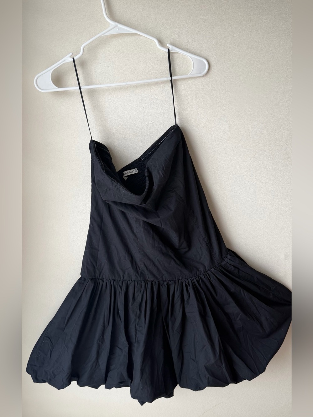 Black Strapless Mini Dress with Bubble Hem